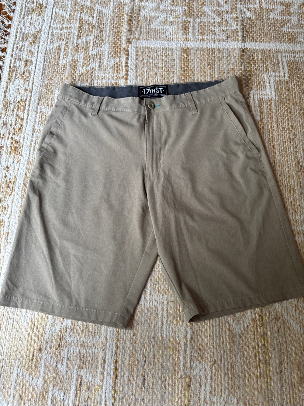 17th Street Surf Shop Men's Flat Front Khaki/Tan Shorts